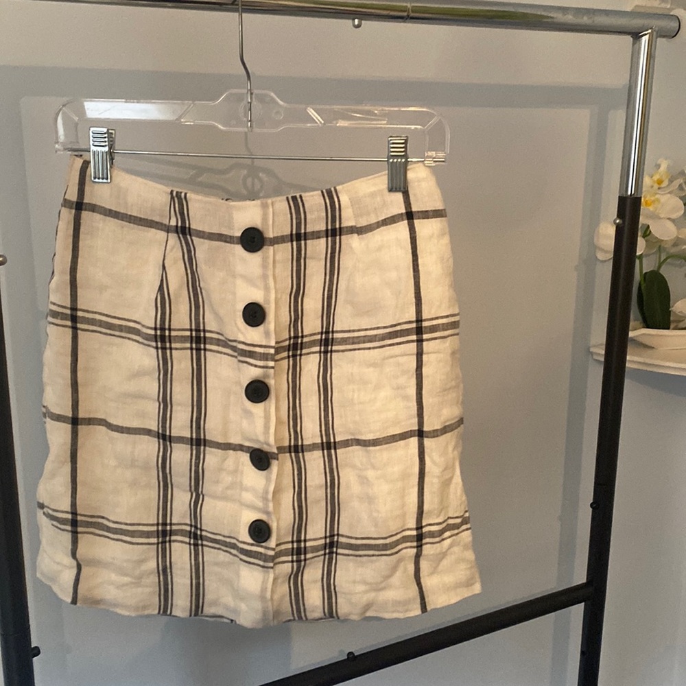 Plaid linen mini skirt